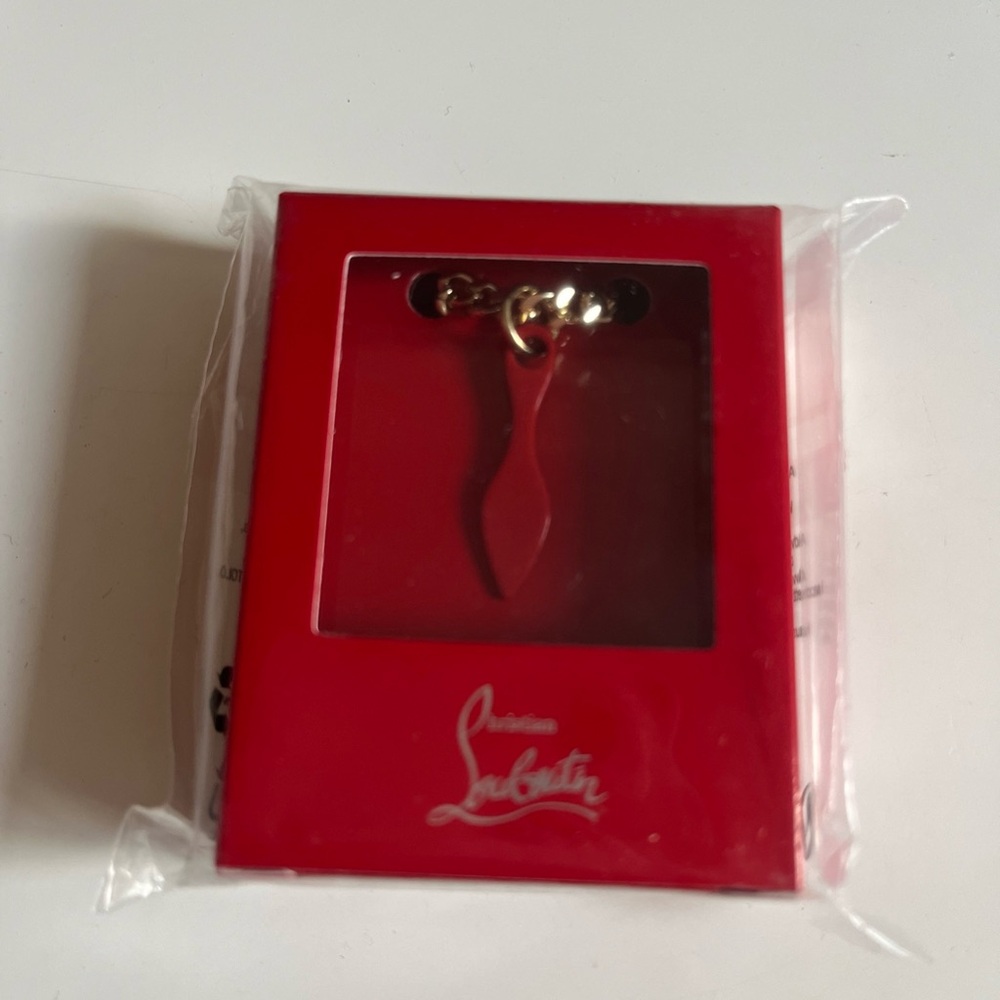Christian Louboutin Red sole Lip Charm on gold chain